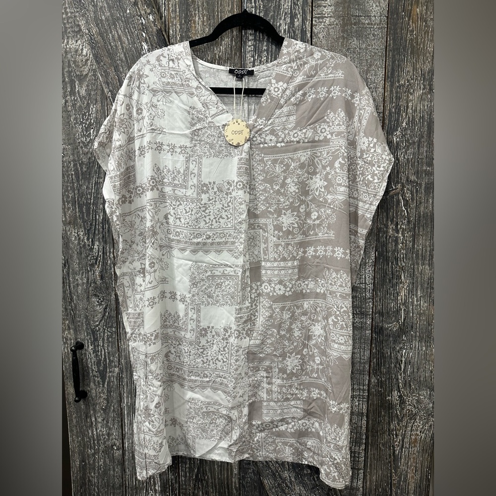 Oddy Taupe and White Patterned Shirt
